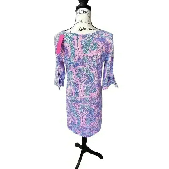 NWT LIlly Pulitzer Preston Dress Coastal Blue Maybe Gator Size M - Picture 2 of 15